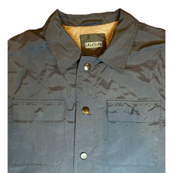 Ezekiel Marley Button Snap Shirt Jacket Men's Size Medium Navy Blue Windbreaker - Picture 5 of 7